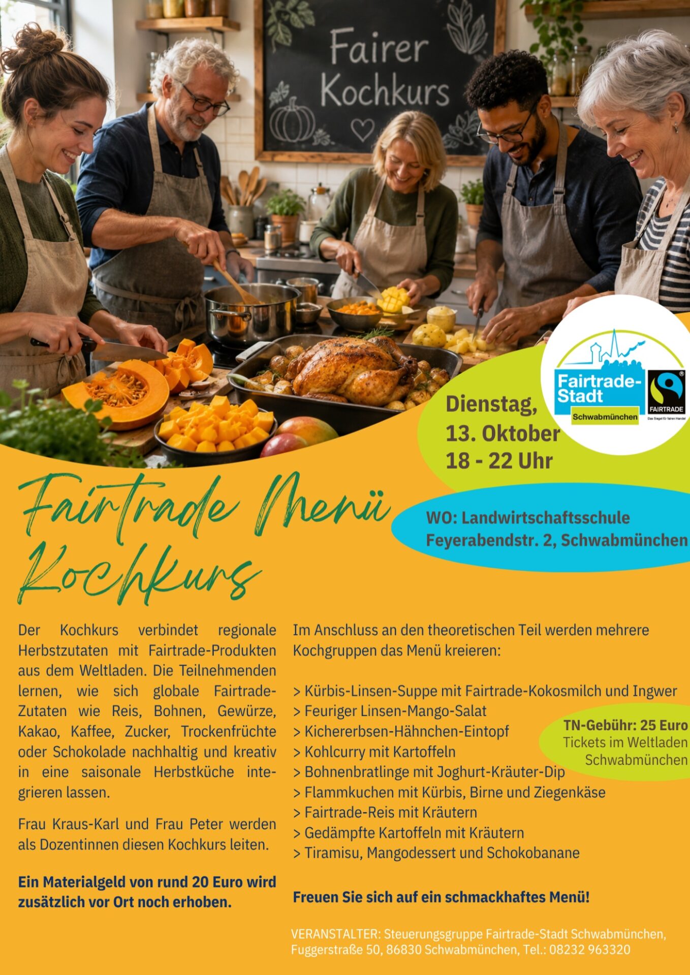 Plakat Fairtrade Menü Kochkurs